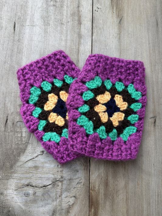 Bohemian Patterned Fingerless Cream Gloves