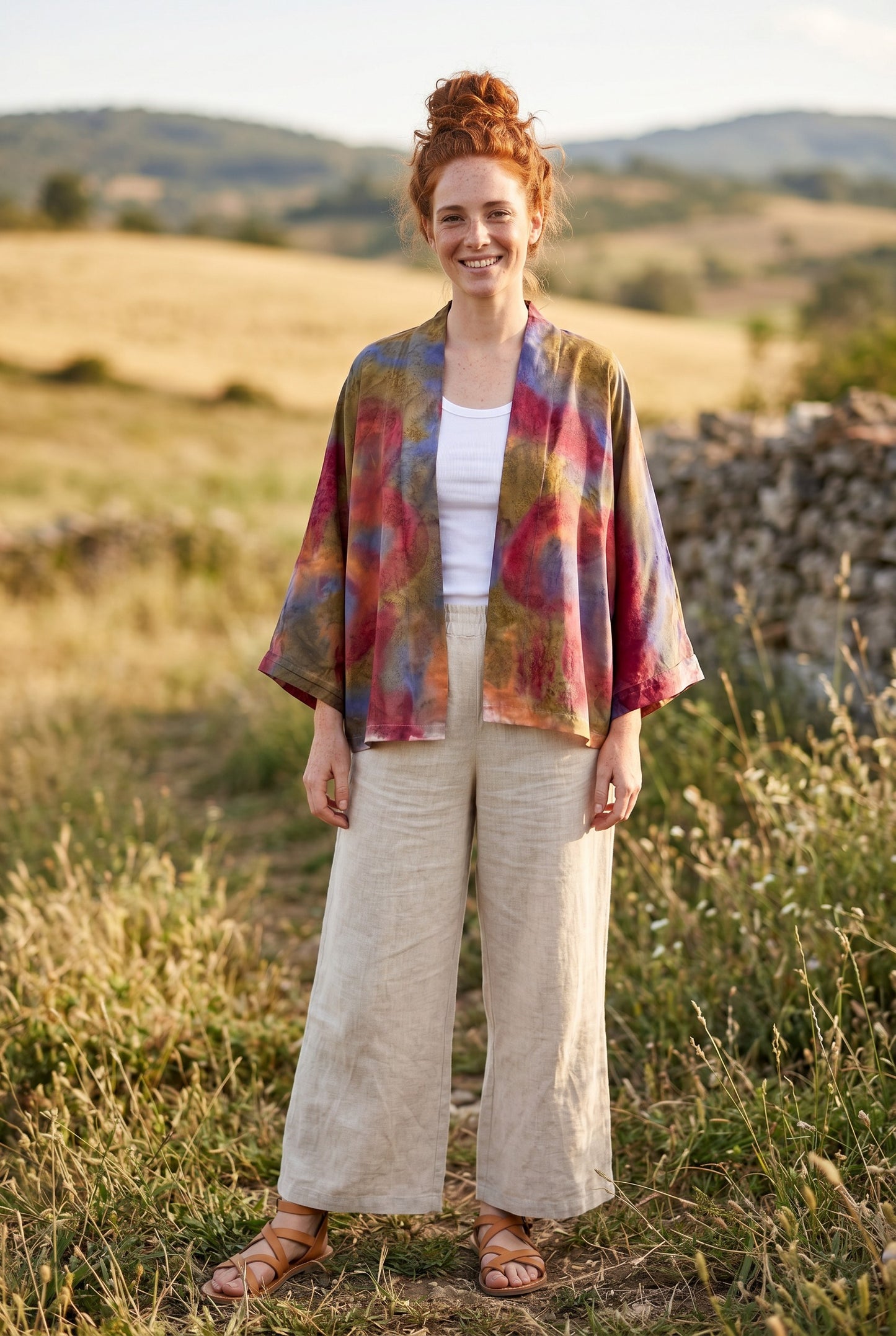 Terra Bohem Batik Kimono – El Boyama Desenli Salaş Kesim Kadın Kimono