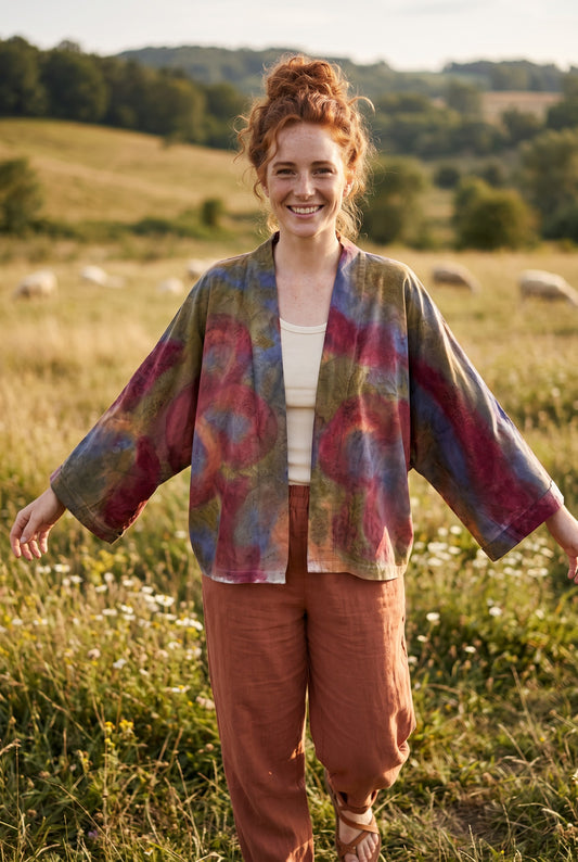 Terra Bohem Batik Kimono – El Boyama Desenli Salaş Kesim Kadın Kimono