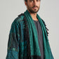 Unisex Nepal Mexican Patchwork Etnik Hırka Panço – Petrol Yeşil