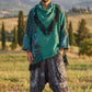 Unisex Nepal Mexican Patchwork Etnik Hırka Panço – Petrol Yeşil