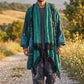 Unisex Nepal Mexican Patchwork Etnik Hırka Panço – Petrol Yeşil