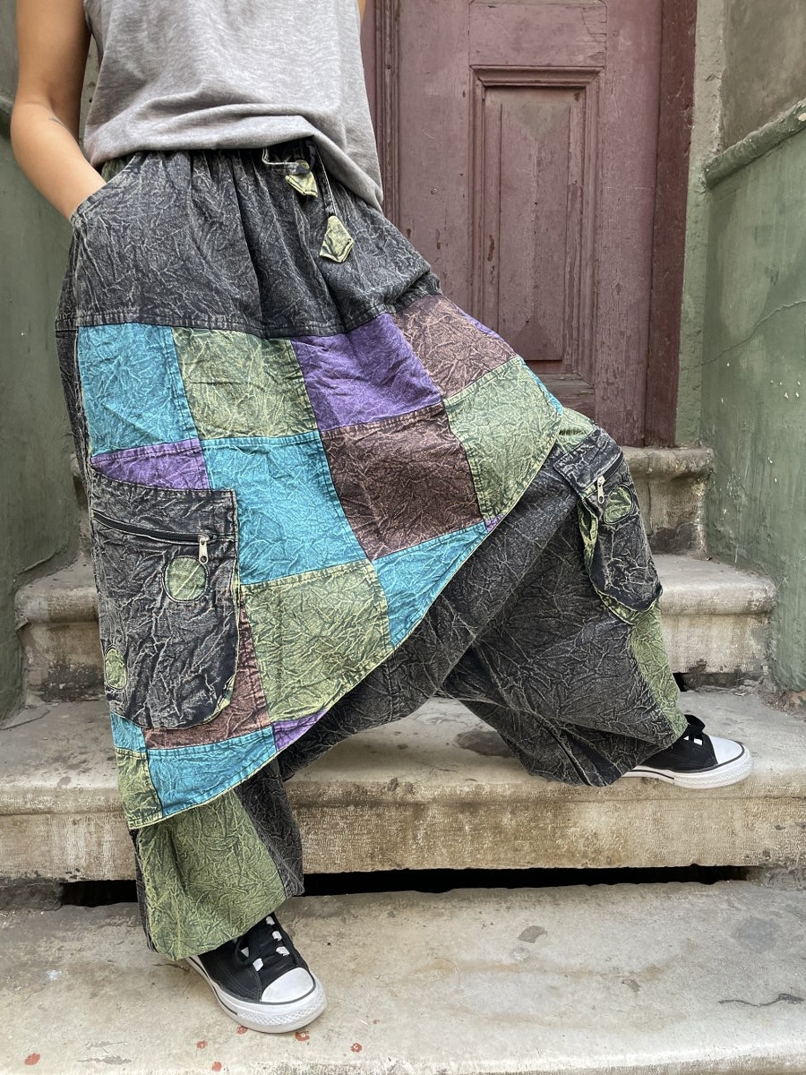 Kadin_Antrasit_Nepal_Patchwork_Salvar