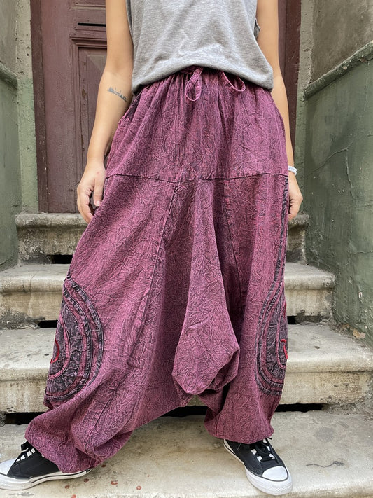 Kadın Bohem Bordo Nepal Şalvar Pantolon