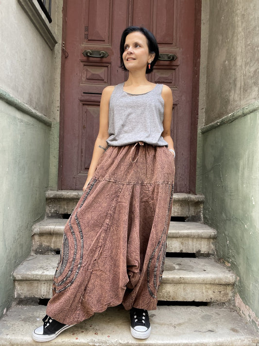 Kadın Bohem Kahve Nepal Şalvar Pantolon
