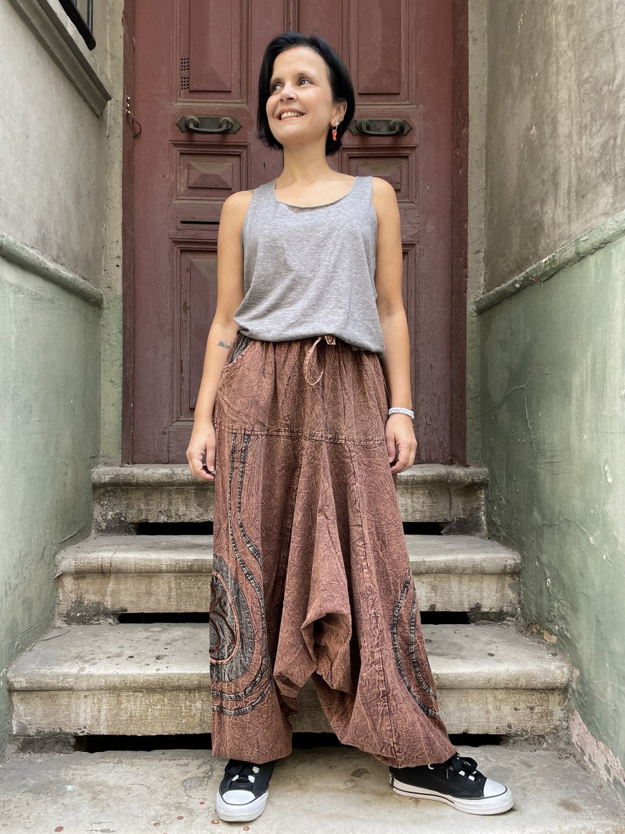 Kadin_Bohem_Kahve_Nepal_Salvar_Pantolon