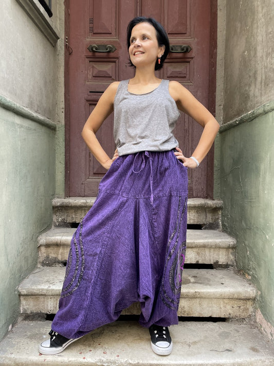 Kadın Bohem Mor Nepal Şalvar