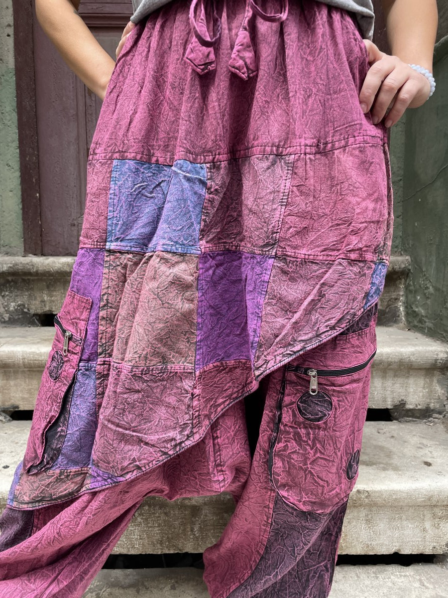 Kadın Bordo Nepal Patchwork Şalvar