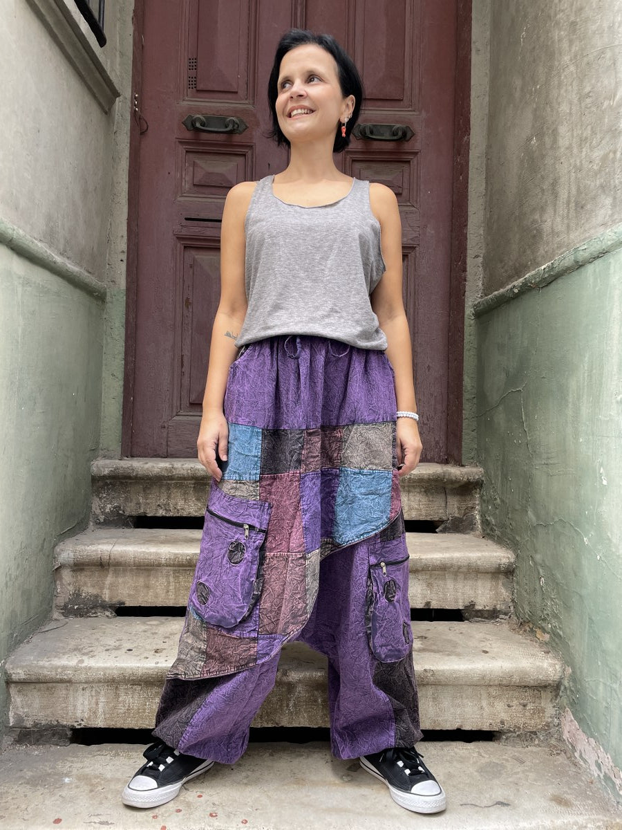 Kadın Mor Nepal Patchwork Şalvar 