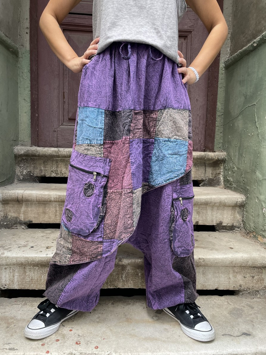 Kadın Mor Nepal Patchwork Şalvar 