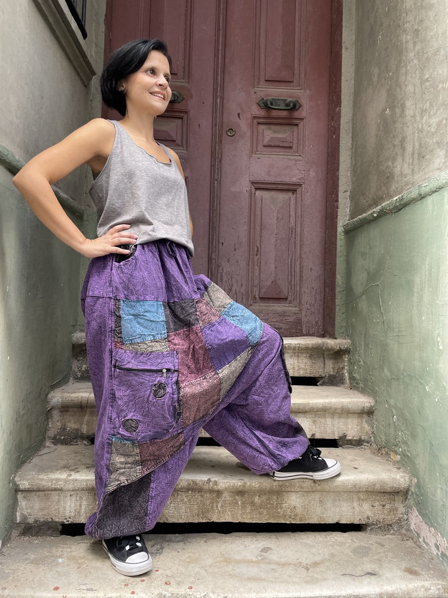 Kadın Mor Nepal Patchwork Şalvar 