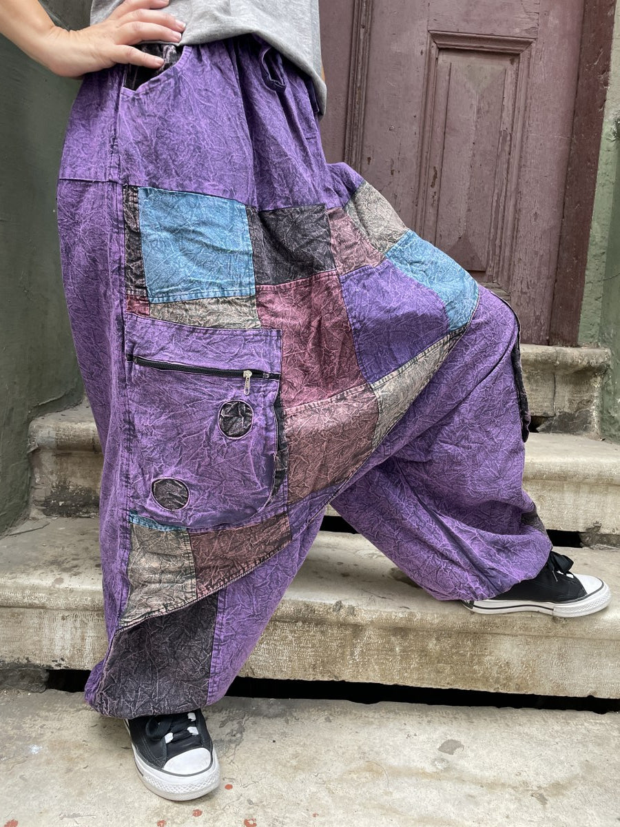 Kadın Mor Nepal Patchwork Şalvar 