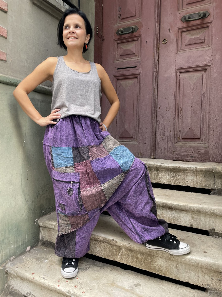 Kadın Mor Nepal Patchwork Şalvar 
