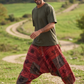 Rustic Patchwork Erkek  Kiremit Şalvar Pantalon - Büyük Beden Uyumlu