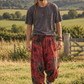 Rustic Patchwork Erkek  Kiremit Şalvar Pantalon - Büyük Beden Uyumlu