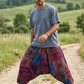 Nomad Patchwork Erkek  Mavi  Şalvar Pantalon - Büyük Beden Uyumlu