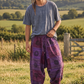 Haze Patchwork Erkek  Mor Şalvar Pantalon - Büyük Beden Uyumlu