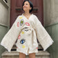Göz Desenli Kadın Müslin Kimono Şort Takım