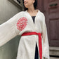 Kırmızı Güneş Desenli Kadın Müslin Kimono
