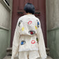 Göz Desenli Kadın Müslin Kimono Şort Takım