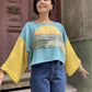 Ozel_Tasarim_Gunes_Desenli_Muslin_Bluz_Mavi_Yesil