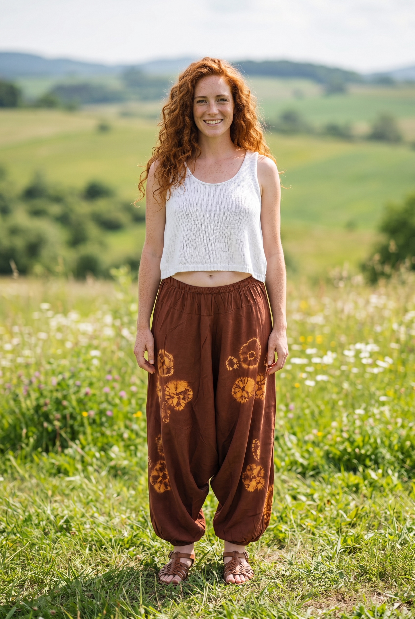 Tora | Batik Desenli %100 Pamuk Kadın Bohem Şalvar Pantolon