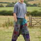 Unisex Nepal Patchwork Şalvar Pantolon – Gri Mor, Salaş Tasarım