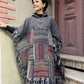 Unisex Antrasit Nepal Patchwork Kışlık Panço