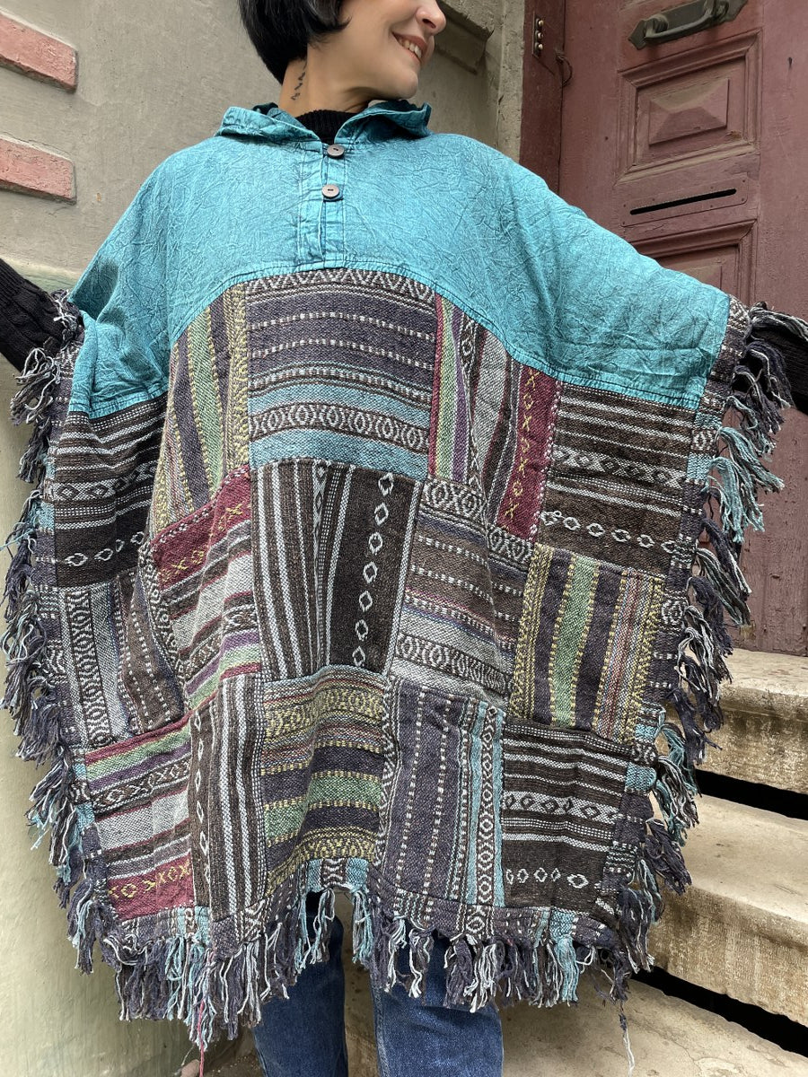 Unisex_Turkuaz_Nepal_Patchwork_Kislik_Panco