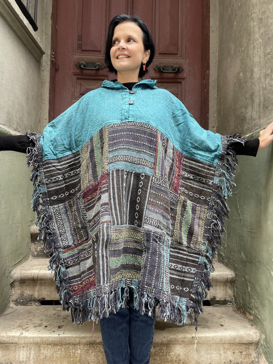 Unisex_Turkuaz_Nepal_Patchwork_Kislik_Panco