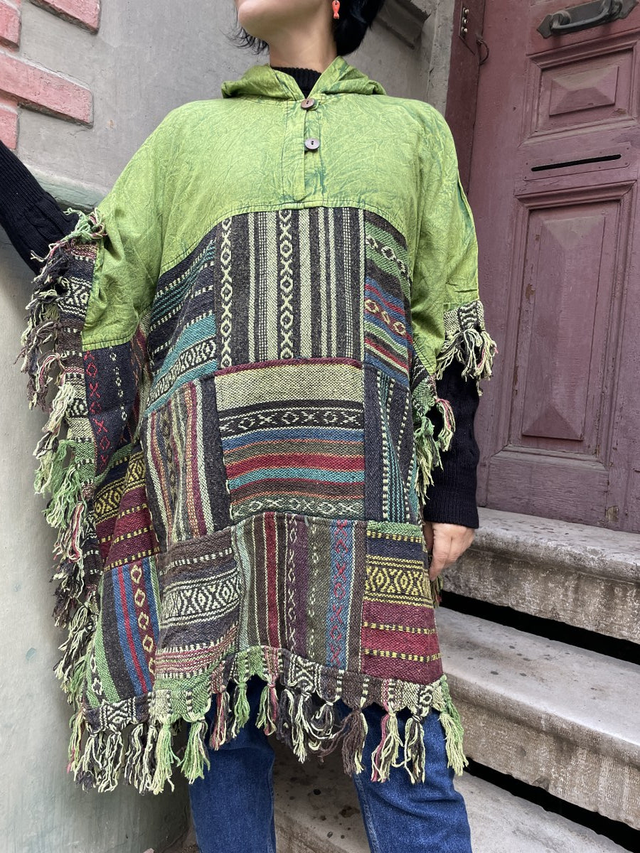 Unisex_Yesil_Nepal_Patchwork_Kislik_Panco