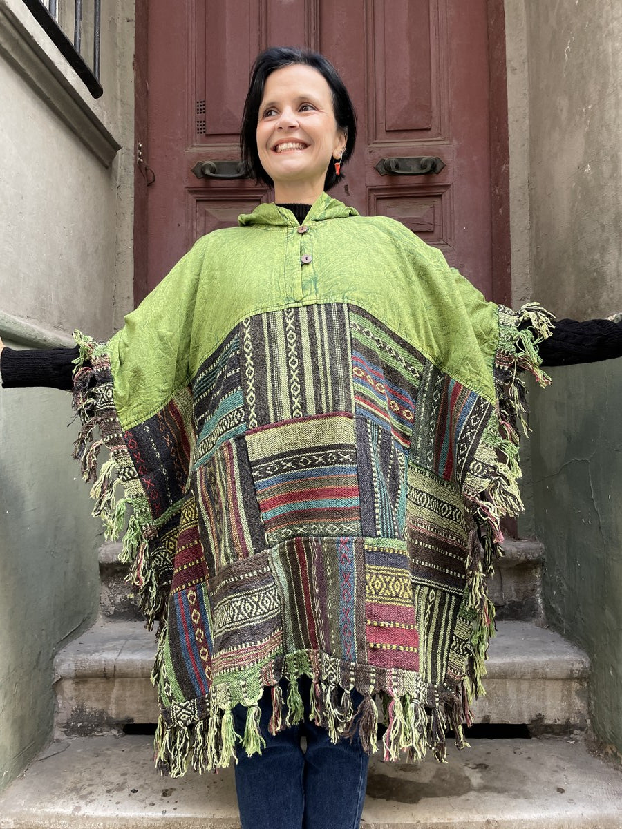 Unisex_Yesil_Nepal_Patchwork_Kislik_Panco