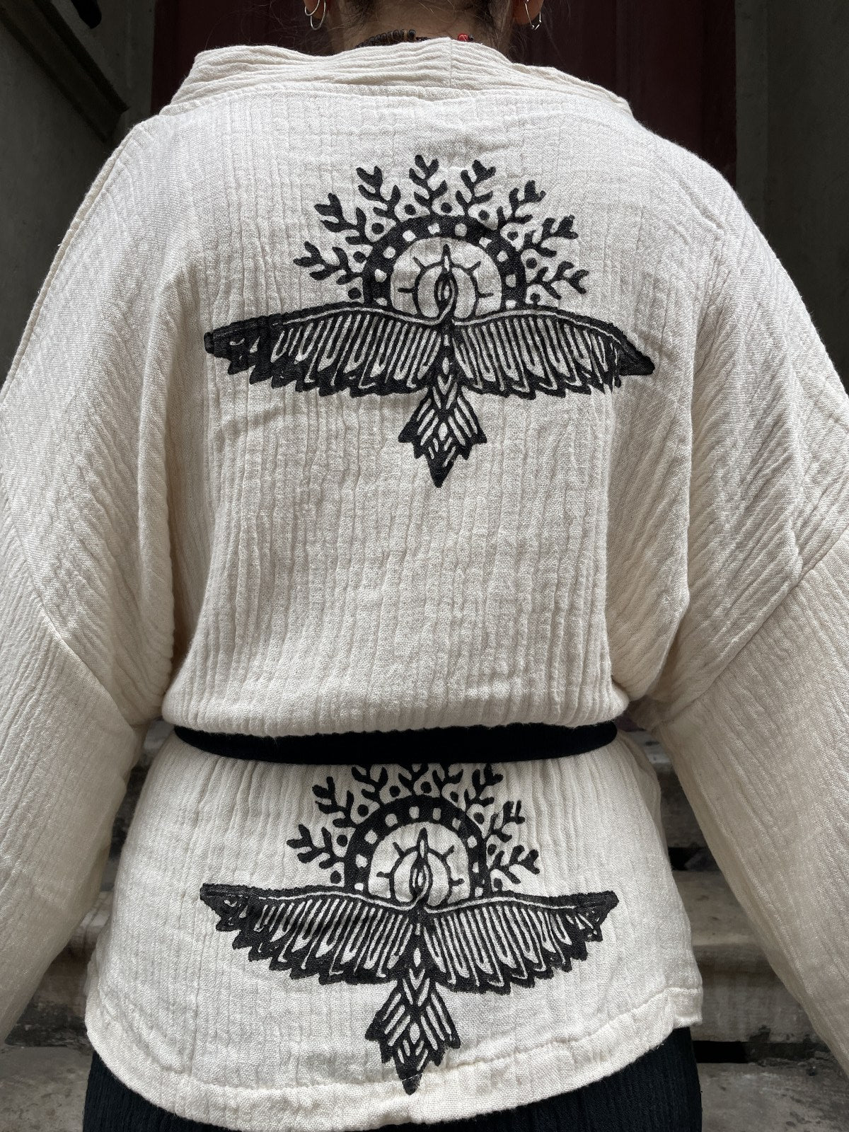 Anka Kuşu Bohem Kadın Yoga Doğal Kumaş Kimono Takım Yoga Takımı