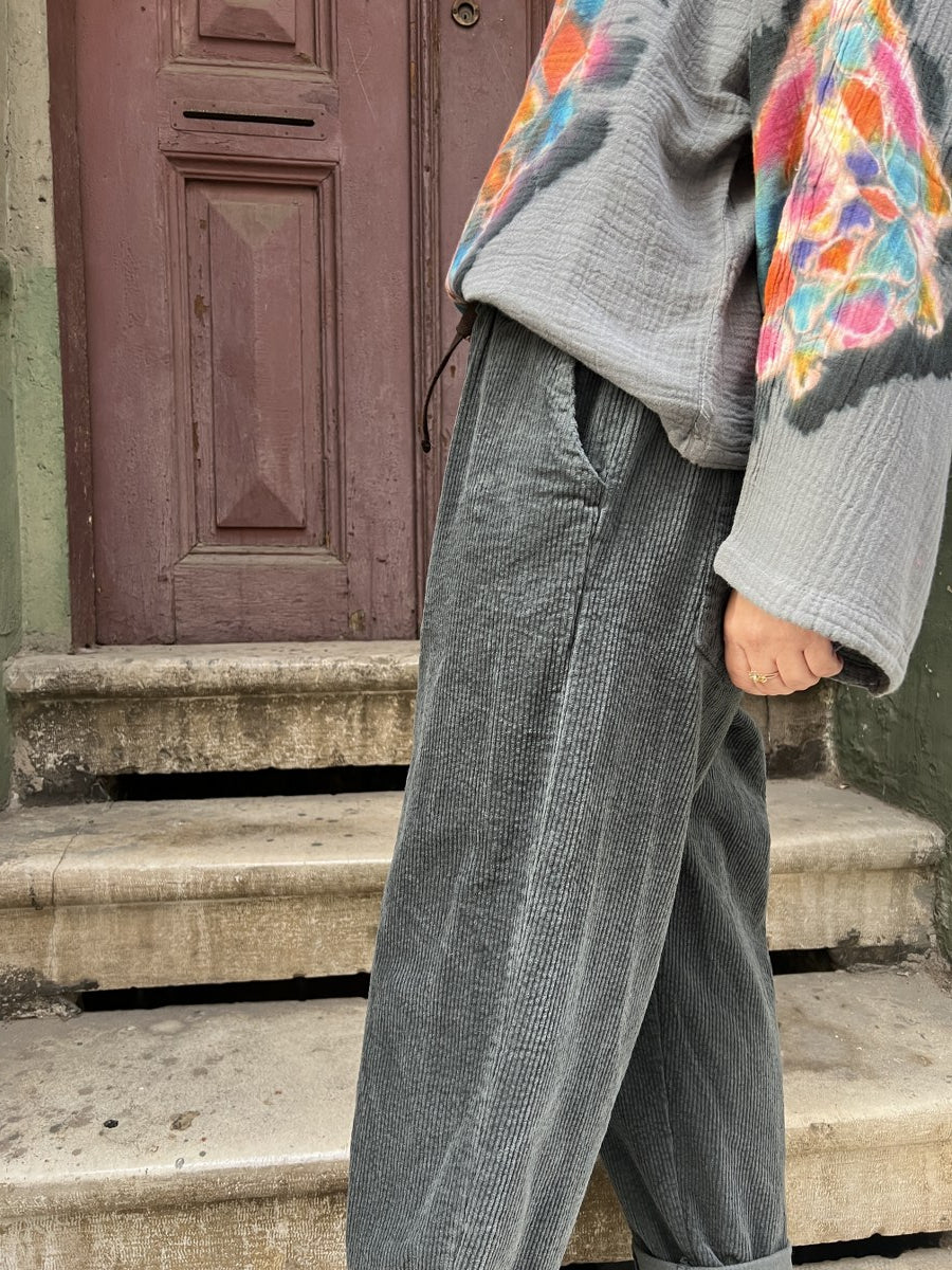 Kadın Kadife Pantolon Antrasit 