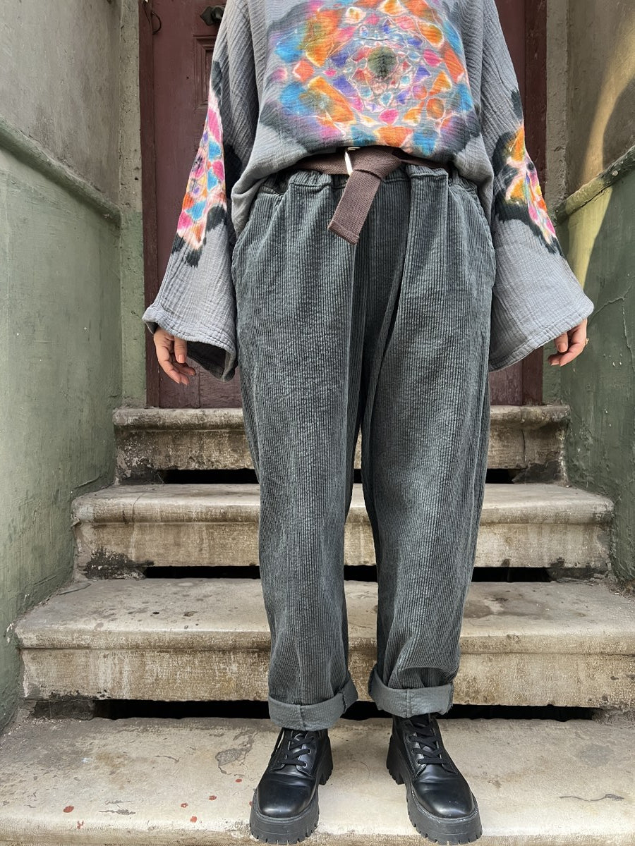 Kadın Kadife Pantolon Antrasit 