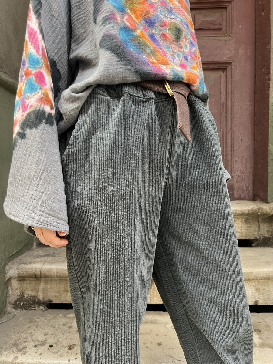 Kadın Kadife Pantolon Antrasit 