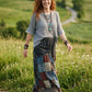 Nepal Patchwork Bohem Etek – %100 Pamuk, Lastikli Bel – Antrasit