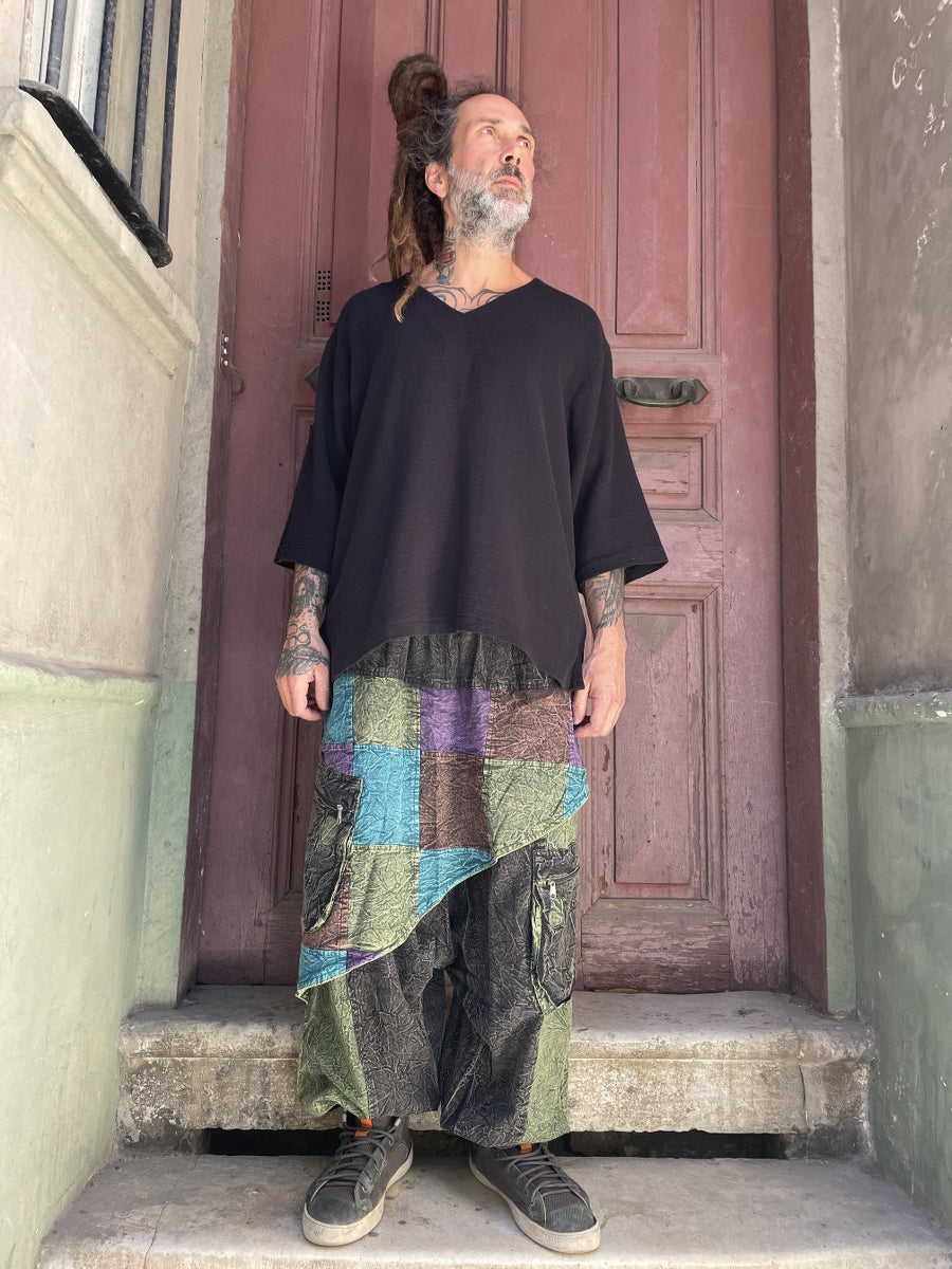 Mevsimlik & Kışlık Antrasit Nepal Patchwork Şalvar – Unisex