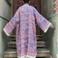 Renkli Kadın Balık Desenli Doğal Kumaş Kimono Bornoz Kaftan