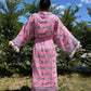 Balık Desenli Pamuk Kaftan Kimono– Kadın Bohem Stil – Pembe
