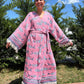 Balık Desenli Pamuk Kaftan Kimono– Kadın Bohem Stil – Pembe