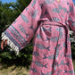 Balık Desenli Pamuk Kaftan Kimono– Kadın Bohem Stil – Pembe