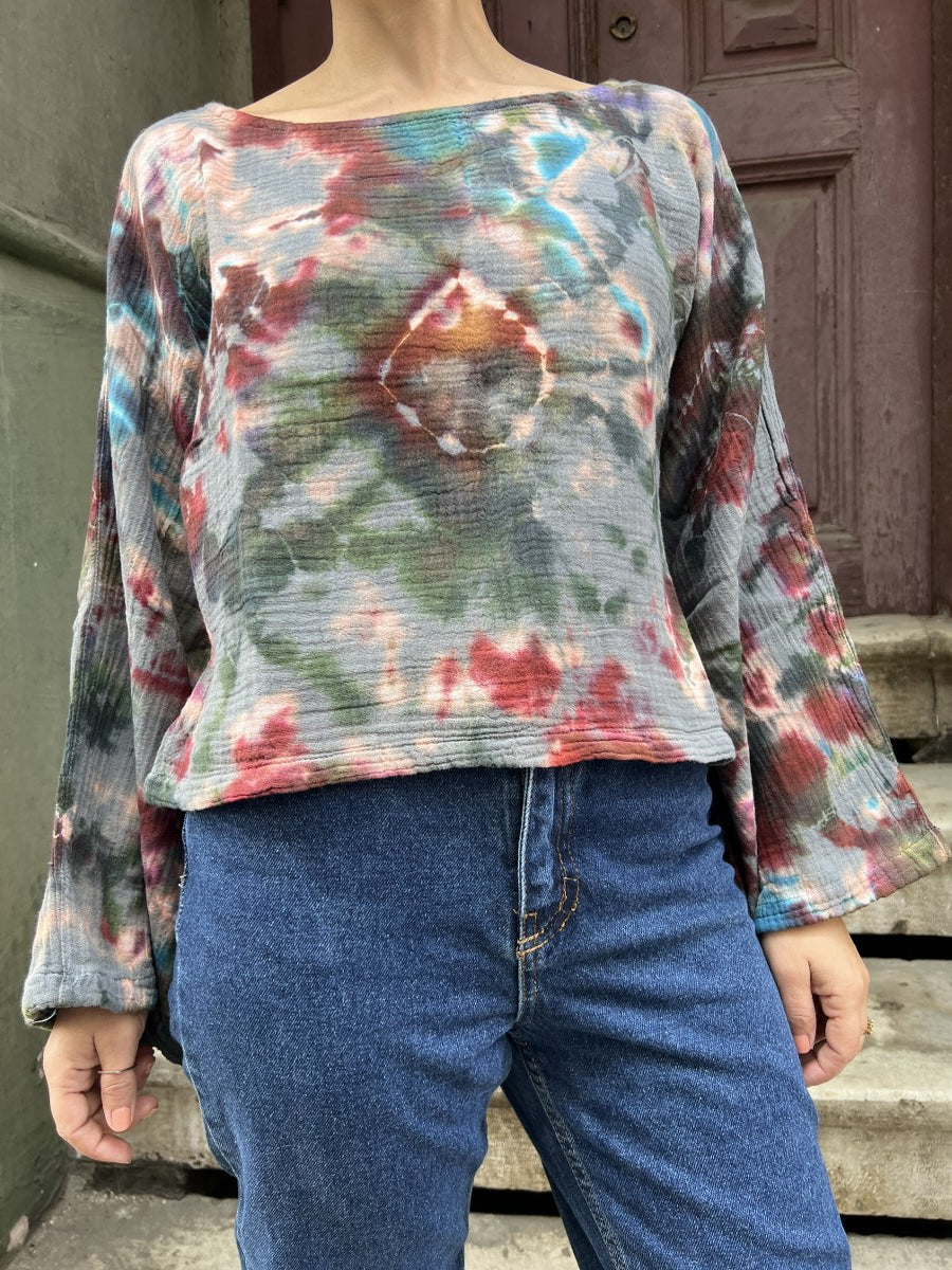 Kadın Batik Bluz Forest Bloom – El Boyaması, %100 Müslin