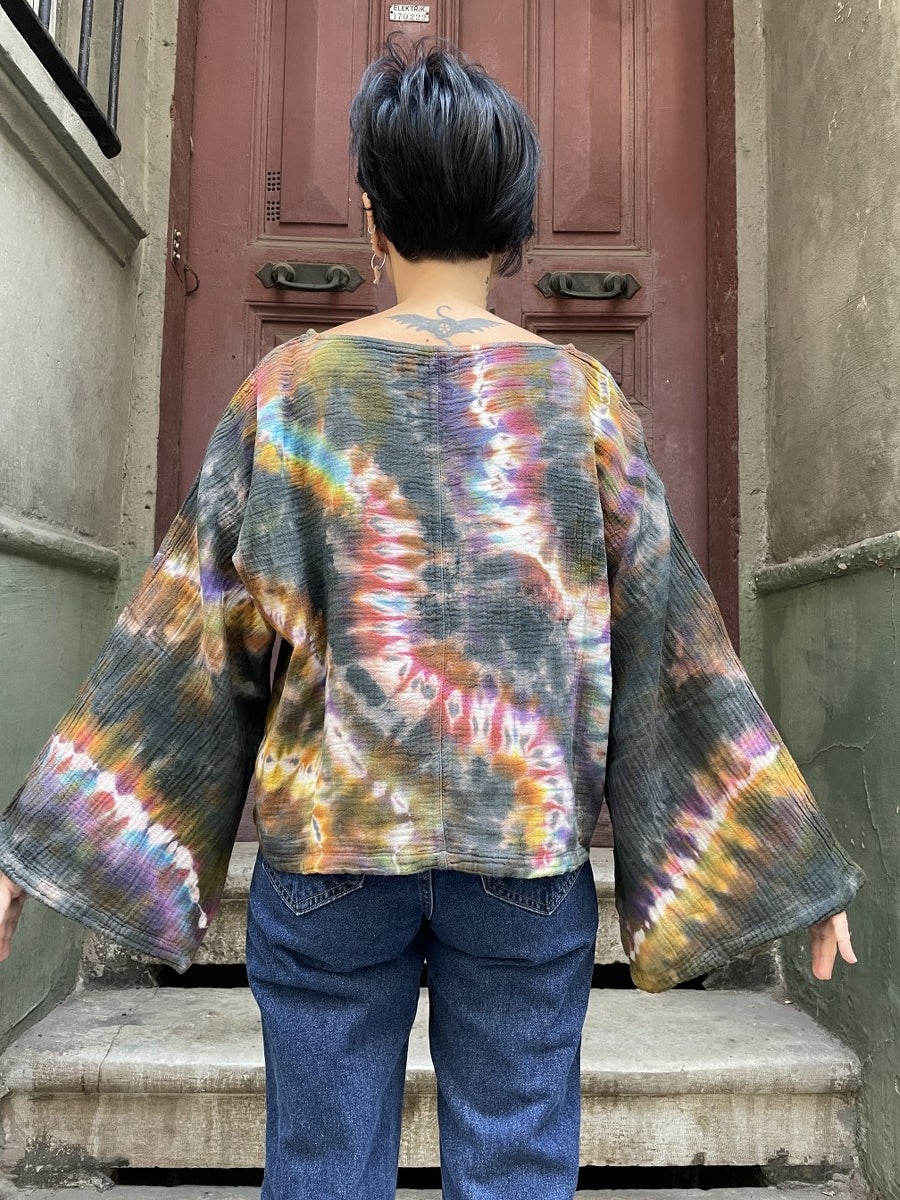 Batik Müslin Bluz – “Luna” | El Boyaması Bohem Tasarım