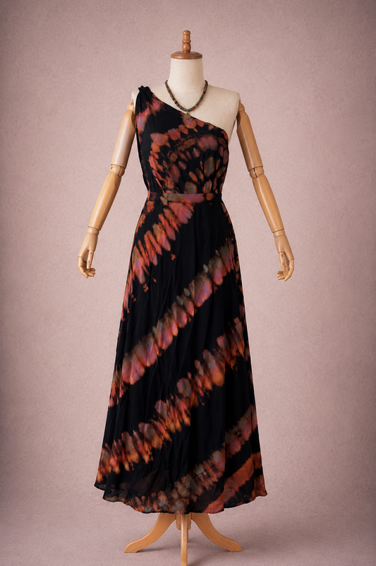 Solar Eclipse Batik Sarong Elbise & Bağlamalı Etek – %100 Pamuk