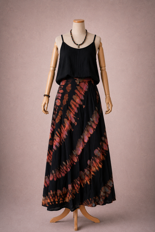Solar Eclipse Batik Sarong Elbise & Bağlamalı Etek – %100 Pamuk