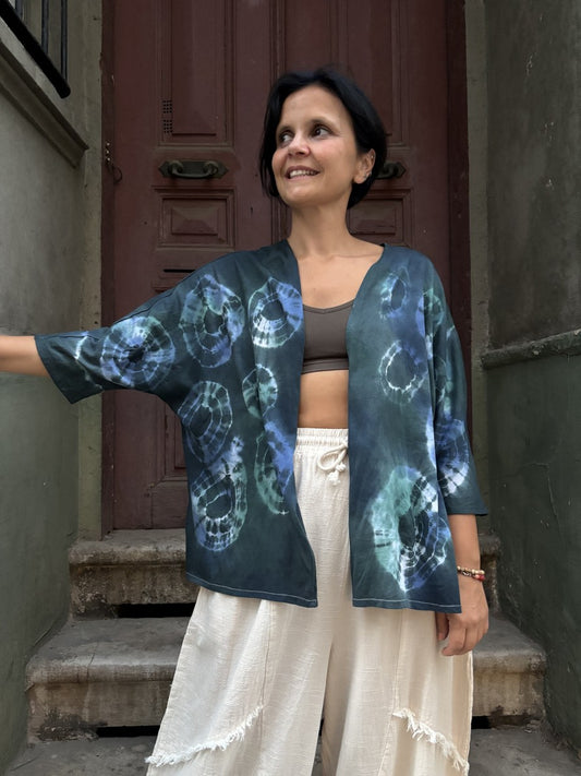 Tasarım Batik Desenli Çok Yönlü Bluz & Hırka