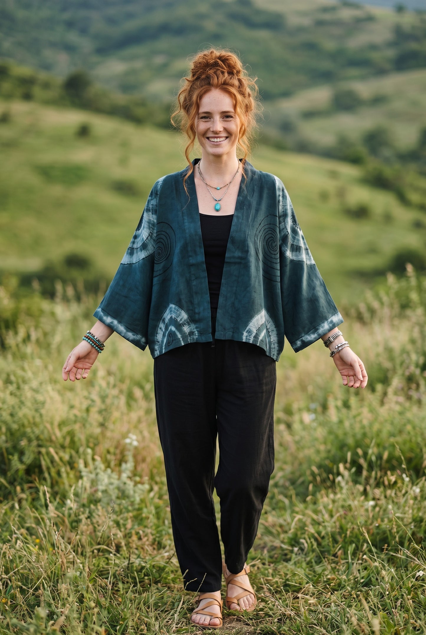 Satori Bohem Batik Kimono – El Boyama Desenli Salaş Kesim Kadın Kimono