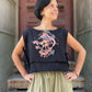 Bohem Siyah Batik Desenli Müslin Bluz – %100 Pamuk