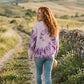 Batik Desenli Oversize Sweatshirt – %100 Pamuk, Mor Spiral